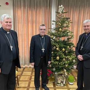Susret kardinala Bozanića s biskupima Mrzljakom i Košićem